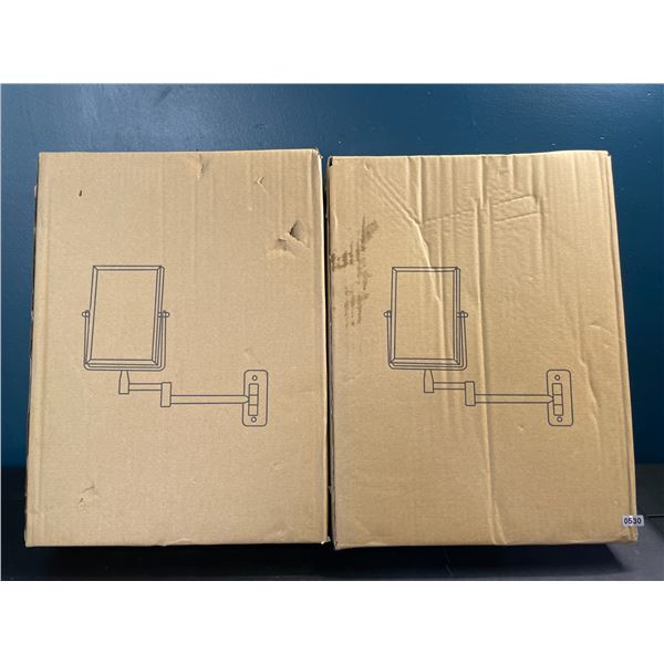Lot of 2 Bathroom Wall Mirrors/Folding Mirrors w/ 3X Magnification - Brand New!
