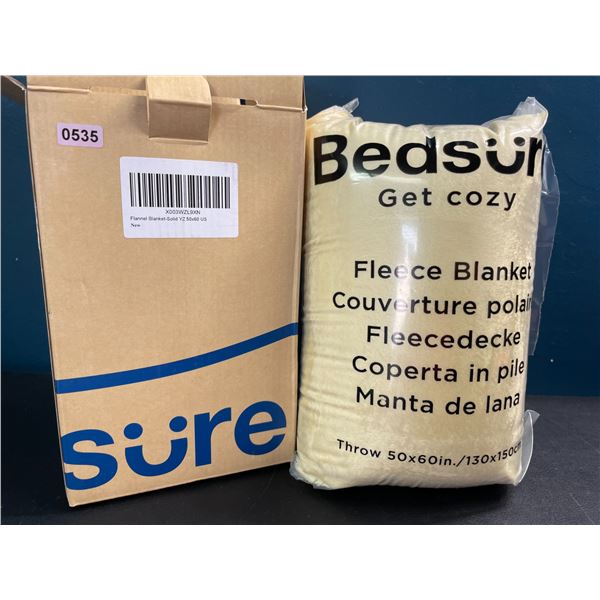 Lot of 1 Bedsure Flannel Soft Fleece Blanket - 50x60inch - Yellow