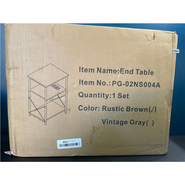 Lot of 1 End Table - Rustic Brown