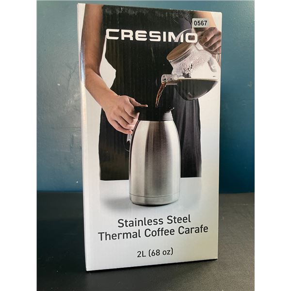 Lot of 1 Cresimo Stainless Steel Thermal Coffee Carafe - 2L (68oz) - Brand New!