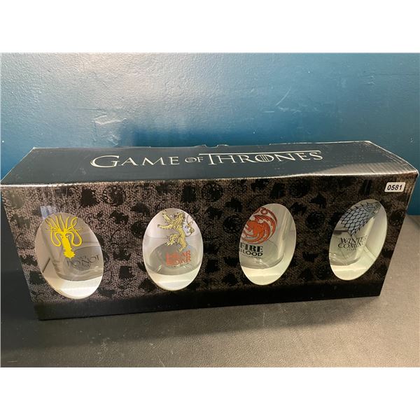 Lot of 1 Set of Game of Thrones Glass Drinking Cups - 4PCS - Brand New