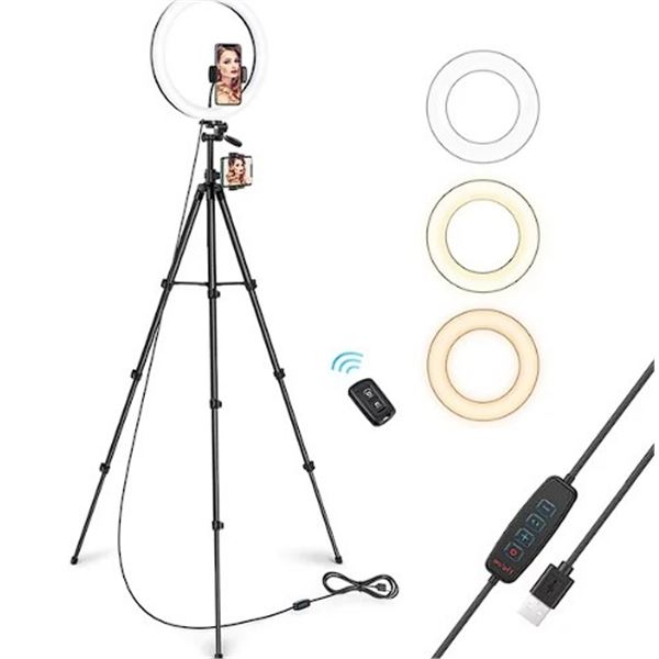 Lot of 1 Taotronics LED Selfie Video Ring Light (12in) w/ Adustable Tripod Stand - Brand New!