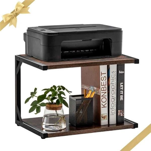 Lot of 1 Dyhome Printer Stand for Desk w/ Storage - Brown - Brand New!