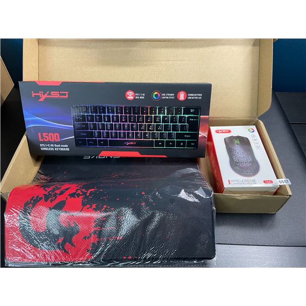 Lot of 1 RGB Wireless Gaming Keyboard, RGB Mouse, and Mousepad - Brand New!
