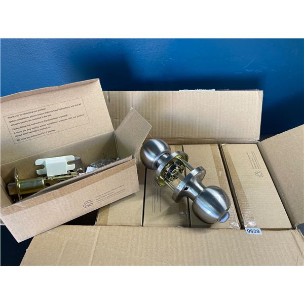 Lot of 5 Door Handles with Locks - Keyless - Brushed Satin