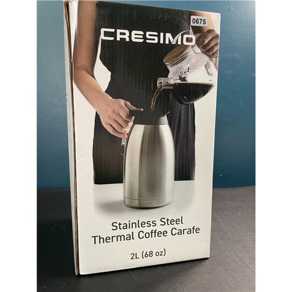 Lot of 1 Cresimo Stainless Steel Thermal Coffee Carafe - 2L (68oz) - Brand New!
