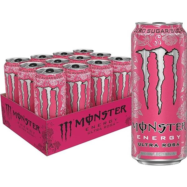 Lot of 1 Case of Monster Energy Ultra Rosa - 12 Cans (473ml) - New Sealed!
