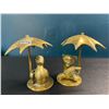 Image 1 : Lot of 2 Brass Ornaments - Duck & Bear w/ Umbrella