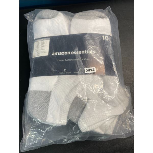 Lot of 1 10-Pack of Amazon Essentials Cushioned Low-Cut Socks - Brand New