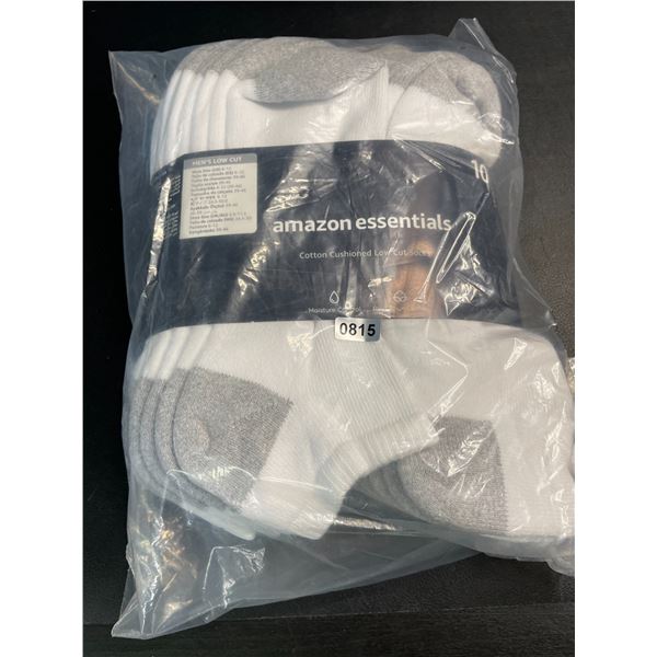 Lot of 1 10-Pack of Amazon Essentials Cushioned Low-Cut Socks - Brand New