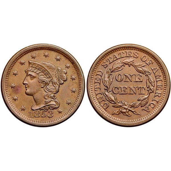1853 N-19 R1 Repunched Date AU50