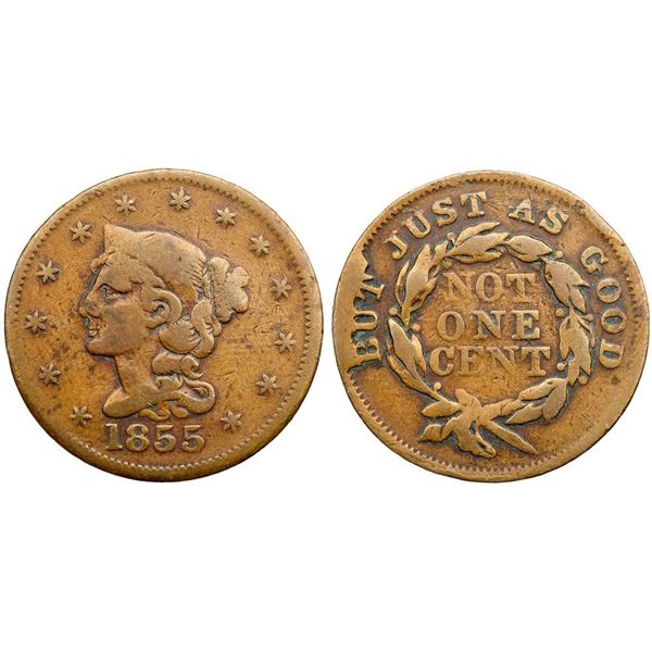 1855 One Cent Token F12