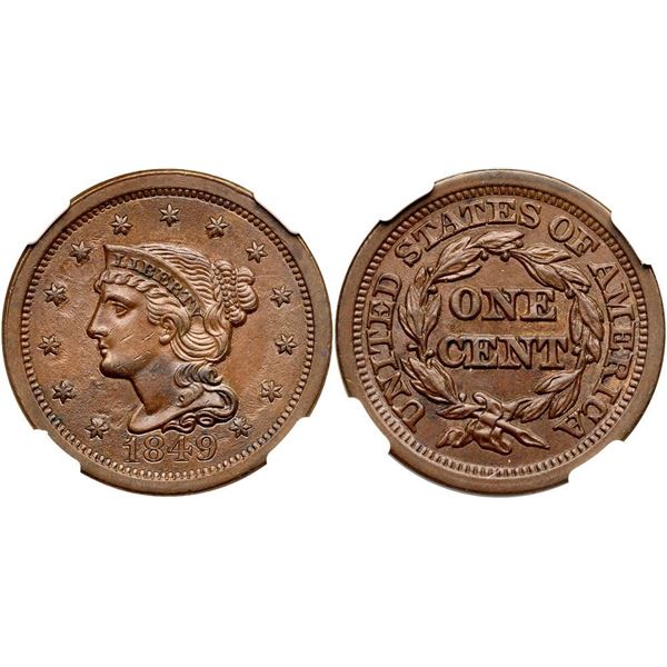 1849 N-7 R4 NGC graded MS62 Brown