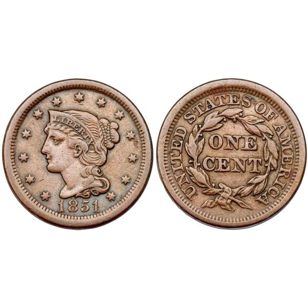 Pair of Cents, 1851 & 1852, both Scarce Varieties