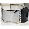 Image 2 : 9)  SILVER TONE MESH 1.25" WIDE CUFF BRACELET WIT