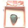 Image 1 : 24)  PEAR SHAPED NATURAL AMAZONITE SIZE 9.5 RING