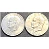 Image 1 : 1)  LOT OF 2 USA EISENHAUER SILVER DOLLARS, 1971
