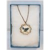 1970'S BLUEBIRD PETIT POINT PENDANT NECKLACE