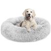 Image 1 : NEW ROUND ANTI ANXIETY PLUSH DOG BED - FROST GREY
