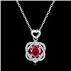 Image 1 : 2 HEARTS 1CT LAB RUBY 925 STERLING SILVER NECKLACE