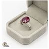 Image 2 : #28-7.60 CT NATURAL RUBY OVAL IN SHAPE W 4 ROUND