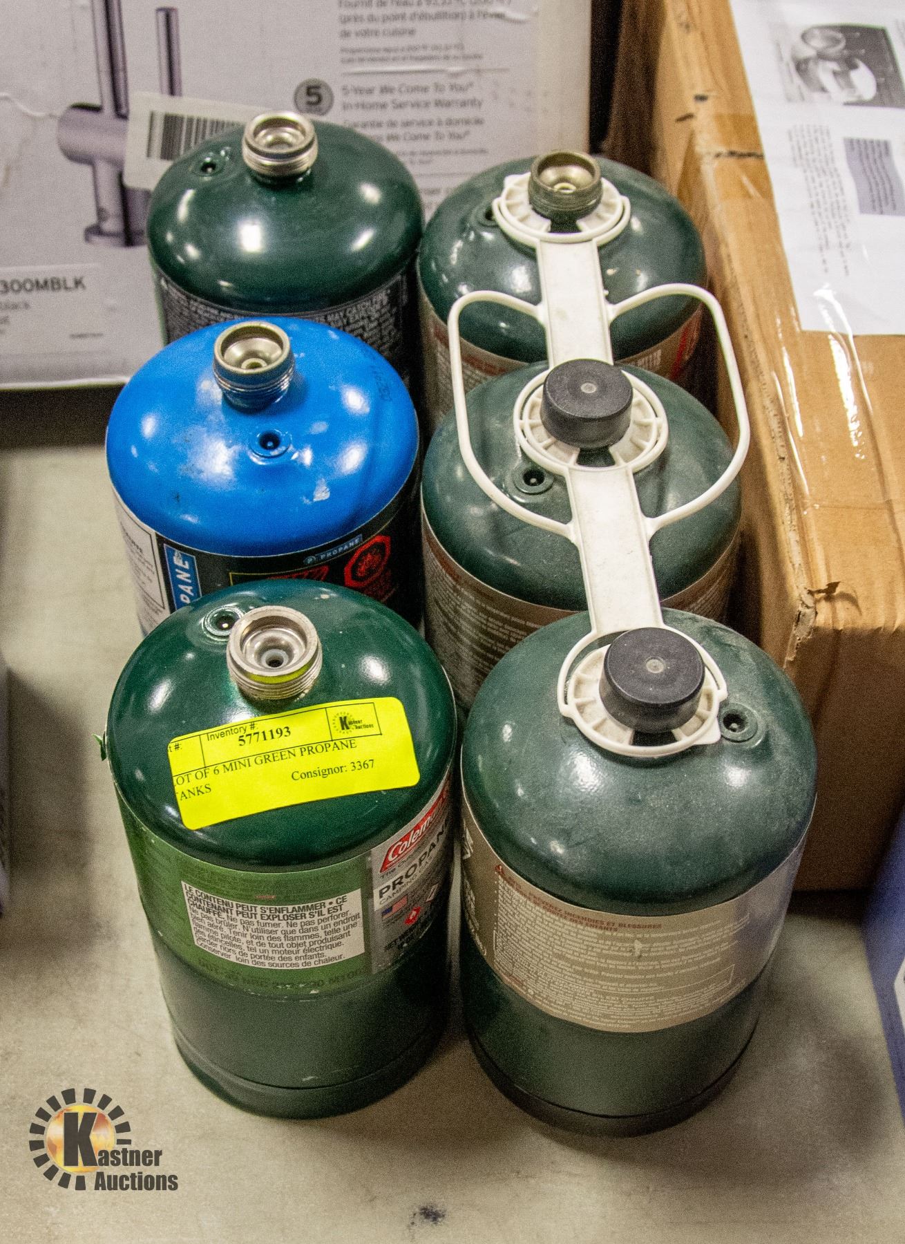 LOT OF 6 MINI GREEN PROPANE TANKS