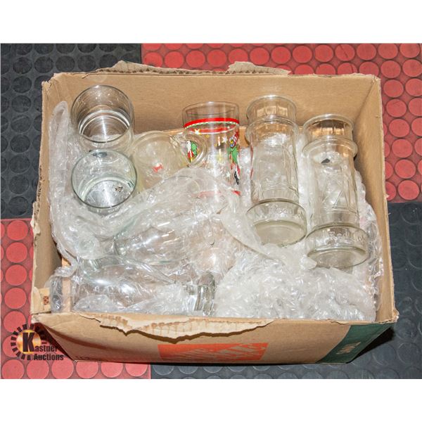 BOX OF VINTAGE GLASSES