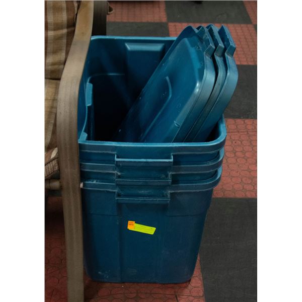 BLUE PLASTIC STORAGE BOX TOTES 63L WITH COVER