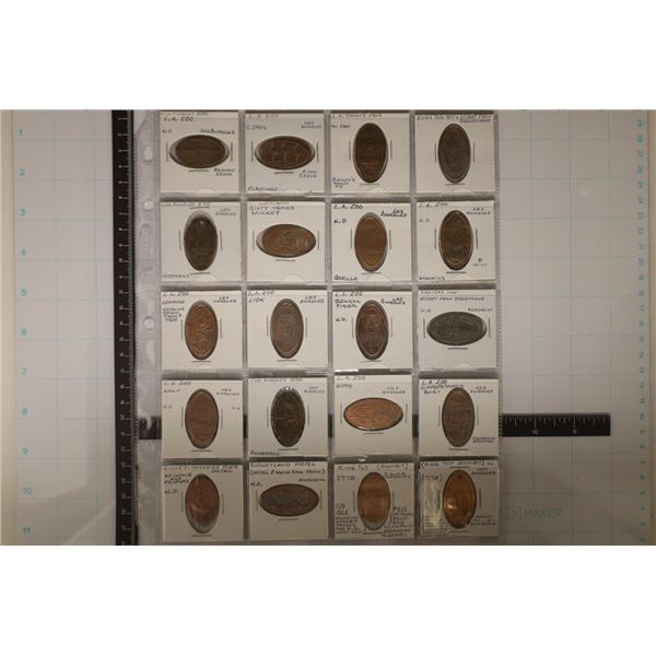 20 ELONGATED US 1 CENT COINS: L.A. ZOO, BENGAL