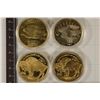 Image 2 : 4 REPLICAS OF US COINS. EACH IS 1 1/2" PROOF GOLD