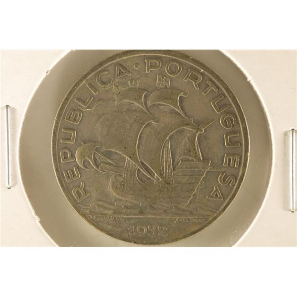 1932 PORTUGAL SILVER 10 ESCUDOS .3356 OZ. ASW