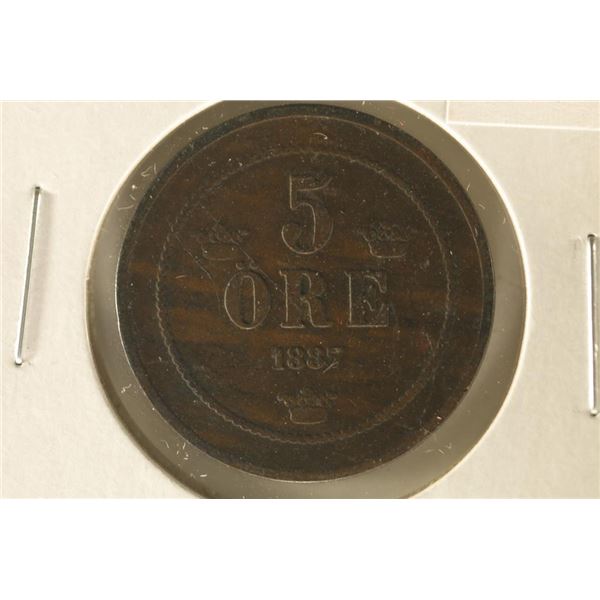 1887 SWEDEN 5 ORE