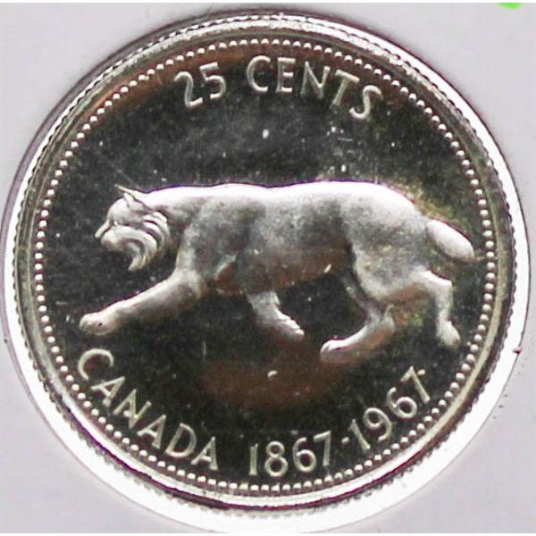 1967 PROOF CANADA CENTENNIAL 25 CENT COIN