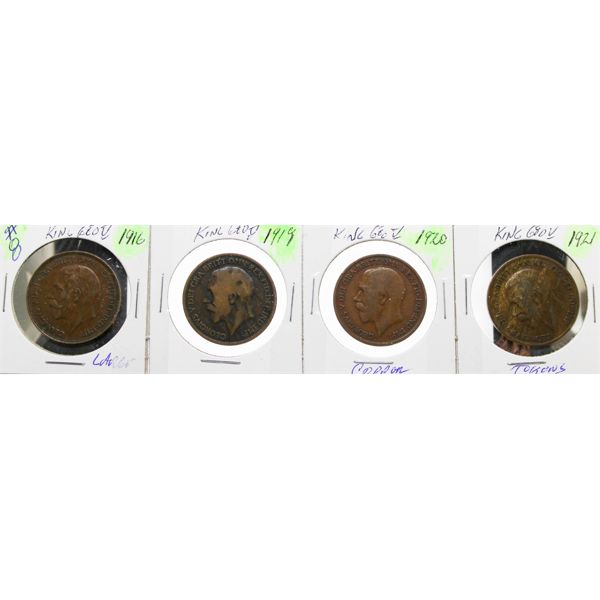 1916, 19, 20 & 21 LARGE COPPER TOKENS