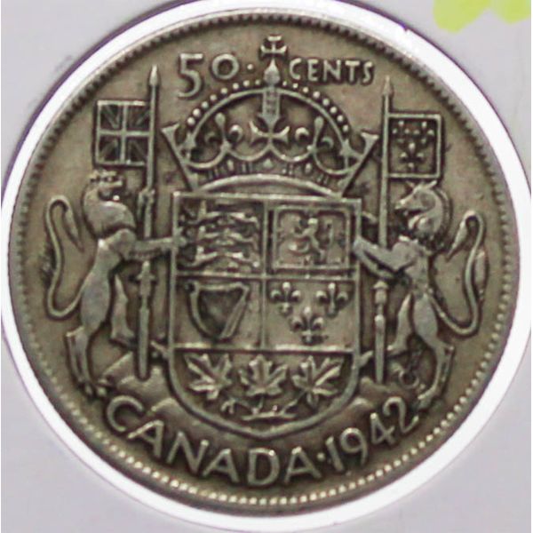 1942 CANADA SILVER HALF DOLLAR