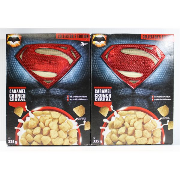 TWO COLLECTORS EDITION SUPERMAN CARAMEL CRUNCH CEREAL