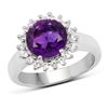 Image 1 : Plated Rhodium 2.40ct Amethyst and White Topaz Ring