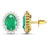 Image 2 : 14KT Yellow Gold 2.00ctw Emerald and Diamond Earrings