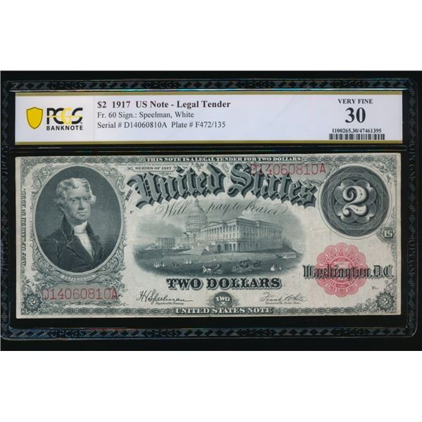 1917 $2 Legal Tender Note PCGS 30