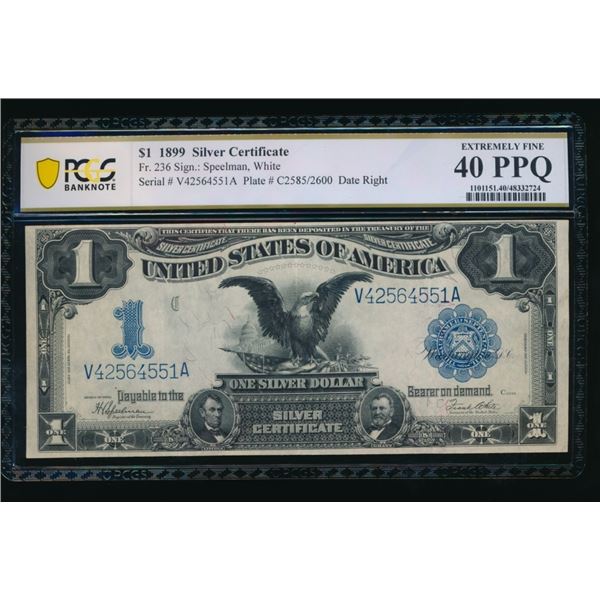 1899 $1 Black Eagle Silver Certificate PCGS 40PPQ