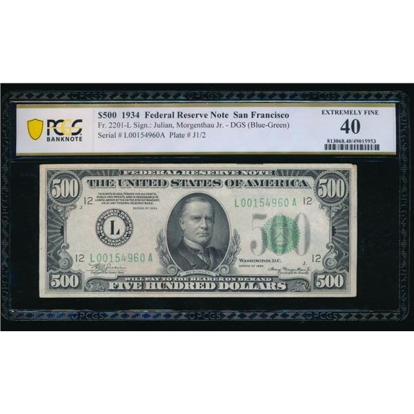 1934 $500 San Francisco FRN PCGS 40