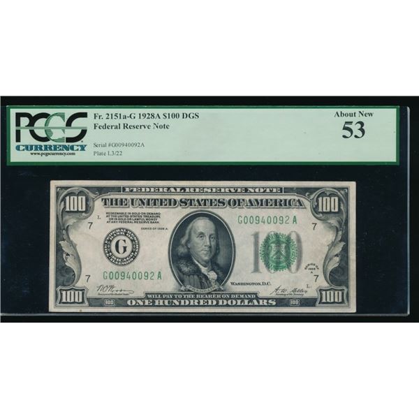 1928A $100 Chicago FRN PCGS 53