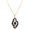 Image 1 : Plated 18KT Yellow Gold 2.81ctw Black Sapphire and Diamond Pendant with Chain