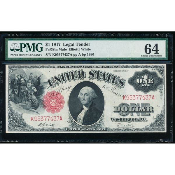 1917 $1 Legal Tender Note PMG 64