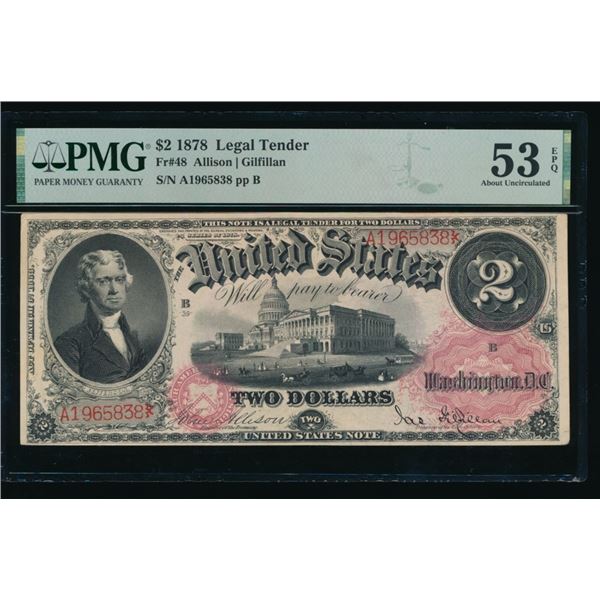 1878 $2 Legal Tender Note PMG 53EPQ