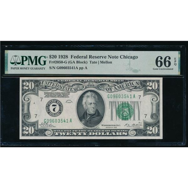 1928 $20 Chicago FRN PMG 66EPQ