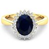 Image 1 : 14KT Yellow Gold 1.30ct Blue Sapphire and Diamond Ring