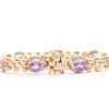 Image 2 : Plated 18KT Yellow Gold 7.50ctw Amethyst and Diamond Bracelet