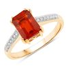 Image 1 : 14KT Yellow Gold 1.11ctw Fire Opal and White Diamond Ring
