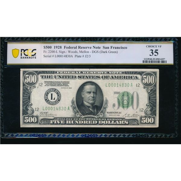 1928 $500 San Francisco FRN PCGS 35